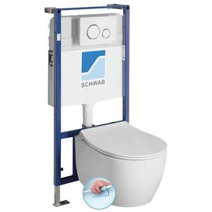 SAPHO - Závesné WC SENTIMENTI Rimless s podomietkovou nádržkou a tlačidlom Schwab, biela 10AR02010SV-SET5 vyobraziť