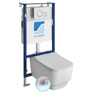 SAPHO - Závesné WC BELLO Rimless s podomietkovou nádržkou a tlačidlom Schwab, biela 100214-SET5 vyobraziť