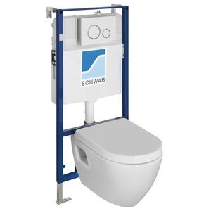 SAPHO - Závesné WC NERA s podomietkovou nádržkou a tlačidlom Schwab, biela NS952-SET5 vyobraziť