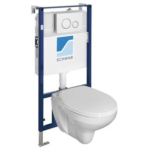 SAPHO - Závesné WC TAURUS s podomietkovou nádržkou a tlačidlom Schwab, biela LC1582-SET5 vyobraziť