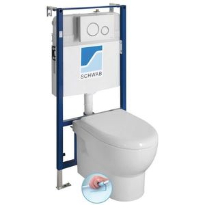 SAPHO - Závesné WC ABSOLUTE Rimless s podomietkovou nádržkou a tlačidlom Schwab, biela 10AB02002-SET5 vyobraziť
