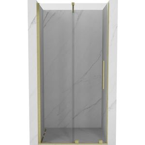 MEXEN/S - Velár posuvné sprchové dvere 90, transparent, zlatá kartáčovaná 871-090-000-01-55 vyobraziť
