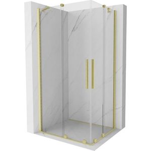 MEXEN/S - Velar Duo štvorcový sprchovací kút 90 x 80, transparent, zlatá kartáčovaná 871-090-080-02-55 vyobraziť