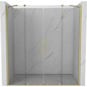MEXEN/S - Velar Duo posuvné sprchové dvere 170, transparent, zlato kefovaná 871-170-000-02-55 vyobraziť