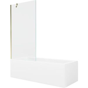 MEXEN/S - Cubik obdĺžniková vaňa 150 x 70 cm s panelom + vaňová zástena 90 cm, transparent, zlatá 550315070X9509000050 vyobraziť