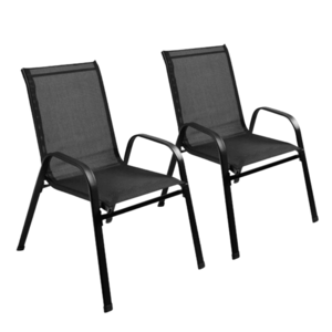 Záhradná stohovateľná stolička, set 2 ks, čierna, ALDIA vyobraziť