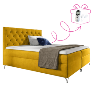 Boxspringová posteľ, 120x200, žltá látka Velvet, GULIETTE + darček vyobraziť