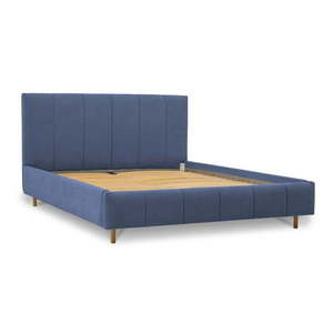 Modrá čalúnená dvojlôžková posteľ s roštom 160x200 cm Zee – Scandic vyobraziť