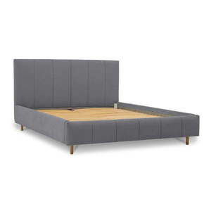 Sivá čalúnená dvojlôžková posteľ s úložným priestorom s roštom 160x200 cm Zee – Scandic vyobraziť
