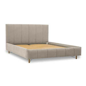 Béžová čalúnená dvojlôžková posteľ s roštom 180x200 cm Zee – Scandic vyobraziť