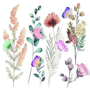 Samolepiaca Watercolor Flowers, 30 x 30 cm vyobraziť
