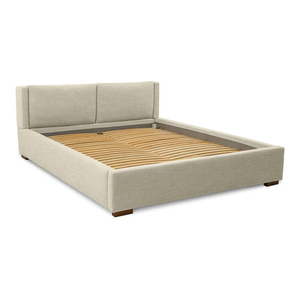 Béžová čalúnená dvojlôžková posteľ s úložným priestorom s roštom 180x200 cm Dreamer – Scandic vyobraziť