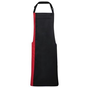 Premier Workwear Dvojfarebná kuchárska zástera s náprsenkou - Čierna / červená vyobraziť