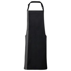 Premier Workwear Dvojfarebná kuchárska zástera s náprsenkou - Čierna / tmavošedá vyobraziť