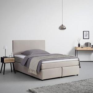 Boxspringová posteľ s toperom, 140x200 Cm, Béžová vyobraziť