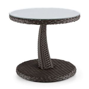 Blumfeldt Tabula, odkladací stolík, 50 cm, sklo, polyratan, hliník, dvojfarebný hnedý vyobraziť
