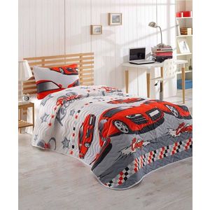 Dětský bavlněný přehoz přes postel a povlak na polštář Cars 160x220 cm červeno-šedý vyobraziť