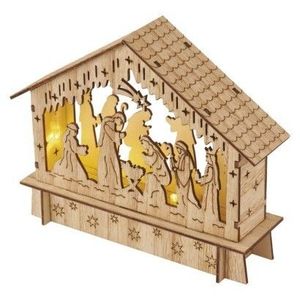Drevený LED vianočný betlehem s časovačom Bethle 15 cm teplá biela vyobraziť