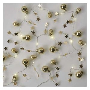 LED vianočné girlanda Zlaté gule s hviezdami 1, 9 m teplá biela vyobraziť