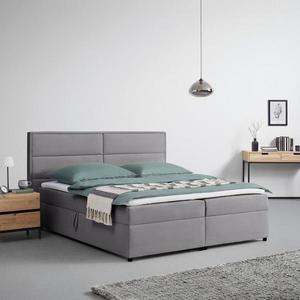 Boxspringová posteľ s toperom, 180x200 Cm, Sivá vyobraziť