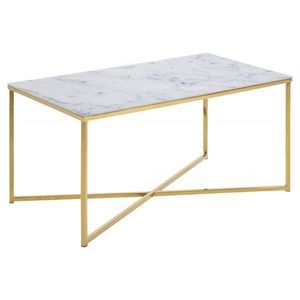 Konferenčný obdĺžnikový stolík Alisma mramor biely/zlatý vyobraziť