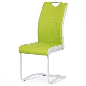 AUTRONIC DCL-406 LIM jedálenská stolička, koženka zelená, biele boky, chróm vyobraziť