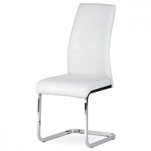 AUTRONIC DCL-408 WT Jedálenská stolička, poťah biela ekokoža, kovová pohupová podnož, lesklý chróm vyobraziť