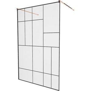 MEXEN/S - KIOTO samostatne stojaca sprchová zástena 120 x 200, transparent/čierna vzor 8 mm, ružové zlato 800-120-002-60-78 vyobraziť