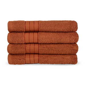 Bavlnené uteráky v tehlovooranžovej farbe v súprave 4 ks 50x100 cm – Good Morning vyobraziť