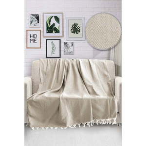 Béžový bavlnený pléd cez posteľ Viaden HN, 170 x 230 cm vyobraziť