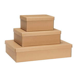Kartónové úložné boxy s vekom v prírodnej farbe v súprave 3 ks 44x31x10 cm Storeit – Hübsch vyobraziť