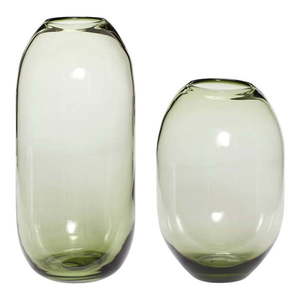 Zelené sklenené ručne vyrobené vázy v súprave 2 ks (výška 38 cm) Moss – Hübsch vyobraziť