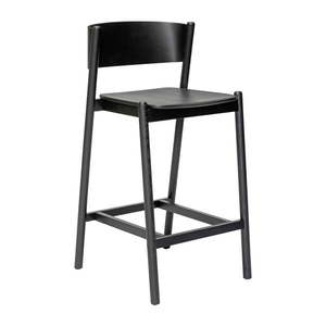 Čierna barová stolička v dekore duba (výška sedadla 75 cm) Oblique – Hübsch vyobraziť
