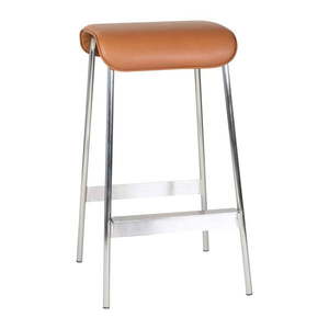 Barové stoličky z imitácie kože v koňakovohnedo-striebornej farbe v súprave 2 ks (výška sedadla 75 cm) Avenue – Hübsch vyobraziť
