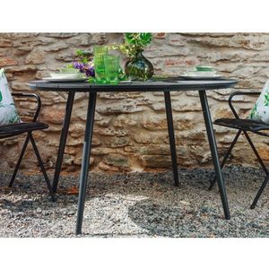 Okrúhly záhradný jedálenský stôl Parker 120 cm, čierny% vyobraziť