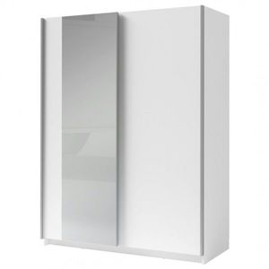 Sconto Šatníková skriňa so zrkadlom SPLIT biela, šírka 150 cm vyobraziť