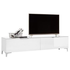 Sconto TV stolík BENTLEY biela matná/biele sklo, hĺbka 45 cm vyobraziť