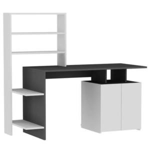 Sconto Písací stôl s regálom MELIS biela/antracitová vyobraziť