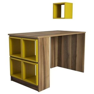 Sconto Písací stôl BOX orech/žltá vyobraziť