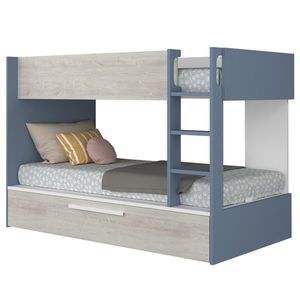 Sconto Poschodová posteľ EMMET II pínia cascina/modrá, 90x200 cm vyobraziť