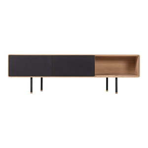 Čierny TV stolík z dubového dreva Gazzda Fina, šírka 160 cm vyobraziť