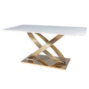 Sconto Jedálenský stôl HIRMOS biela/zlatá vyobraziť
