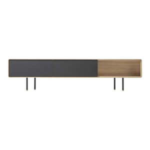 Čierny/v prírodnej farbe TV stolík z dubového dreva 200x48 cm Fina – Gazzda vyobraziť