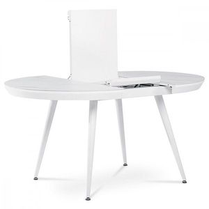 AUTRONIC HT-409M WT Jedálenský stôl 110+40x110 cm, keramická doska s dekorom biely mramor, MDF, kovové nohy, bílý matný lak vyobraziť