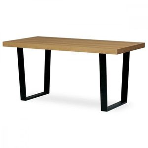 AUTRONIC HT-514 OAK Jídelní stůl, 160 x 80 x 76 cm, MDF deska, 3D dekor dub, kovové nohy, černý lak vyobraziť