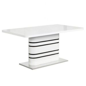 KONDELA Tubal 160/200 rozkladací jedálenský stôl biely lesk / čierna vyobraziť