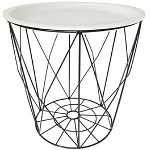 KONDELA Salero New okrúhly príručný stolík s odnímateľnou táckou biela / čierna vyobraziť