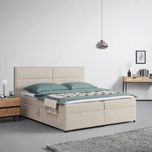 Boxspringová posteľ s toperom, 180x200 Cm, Béžová vyobraziť