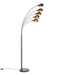 Dizajnová stojaca lampa tmavo bronzová so zlatými 5 svetlami - Sixties Marmo vyobraziť