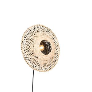 Inteligentné nástenné bambusové svietidlo 30 cm so zástrčkou vrátane WiFi P45 - Rina vyobraziť
